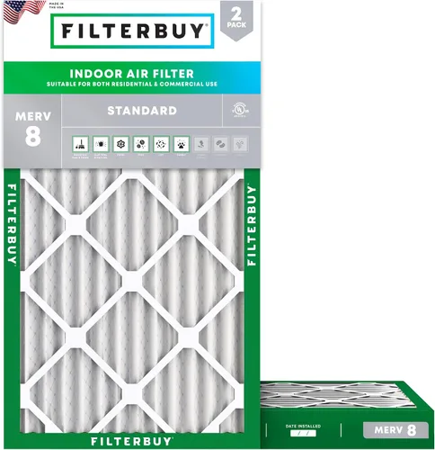 Miniatura 63 de Filterbuy Filtro de aire MERV 8 de 8 x 14 x 1 pulgadas para defensa contra el polvo y las alergias (paquete de 2), filtros electrostáticos plisados