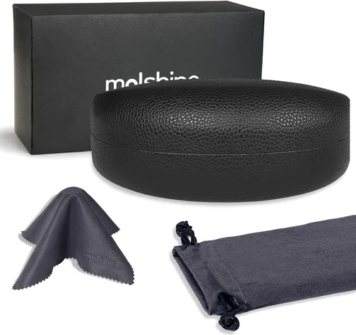 Miniatura 2 de molshine Funda rígida para gafas de sol, funda clásica grande para lentes de sol, lentes con paño de limpieza, bolsa