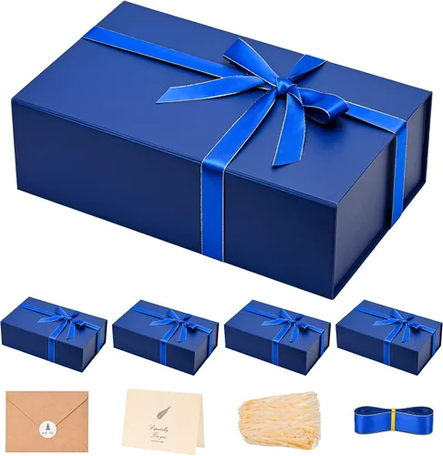 Miniatura 24 de LIFELUM Caja de regalo de 13.5 x 10 x 4 pulgadas, caja de regalo grande con tapas magnéticas, cajas de regalo negras para regalos de graduación