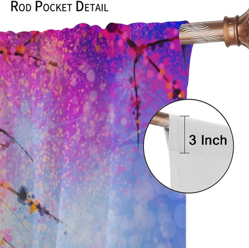 Miniatura 6 de Cortinas opacas con diseño floral de galaxia azul abstracta para dormitorio, cortinas de ventana de teñido anudado con diseño de flor de cerezo
