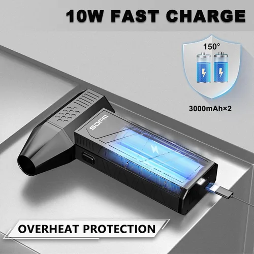 Miniatura 7 de Limpiador de Aire Eléctrico SDFM - Plumero de Aire Comprimido de 130000RPM, Soplador de Chorro Seco Ajustable de 3 Engranajes, Lata Reutilizable