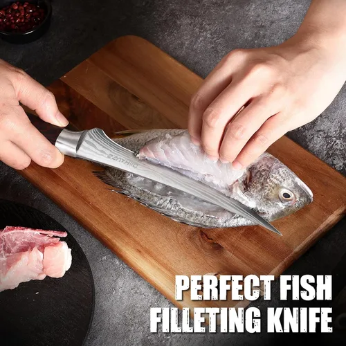 Miniatura 6 de DiiHAUZZ Cuchillo de filete de 7 pulgadas para pescado, cuchillo de deshuesado afilado de acero inoxidable de alto carbono para deshuesado de aves