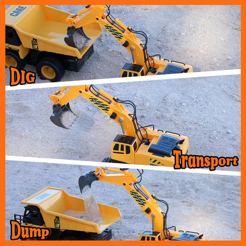 Miniatura 3 de RC Toys Construction Excavator Car: regalo de cumpleaños para niños y niñas de 4, 5, 6, 7, 8, 9 años o más, juego de vehículos de arena para niños