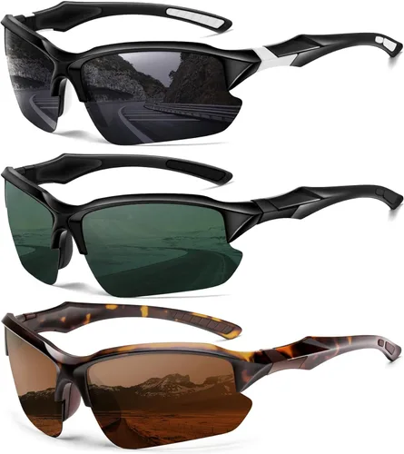 Miniatura 20 de Sports Polarized Sunglasses for Men Cycling Running Fishing UV Protection Sun Glasses Lightweight Half Frame Goggles Paquete de 3: negro+azul+azul