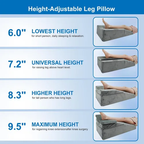 Miniatura 4 de Almohada extensora de elevación de rodilla para recuperación después de la cirugía, almohada de espuma viscoelástica para piernas para cirugía