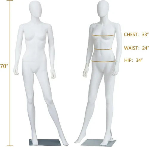 Miniatura 3 de Maniquí femenino con forma de vestido en exhibición - Maniquí completo ajustable y desmontable de 69 pulgadas, torso de maniquí para costura