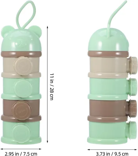 Miniatura 2 de Kisangel - Dispensador portátil de leche en polvo de 4 capas, contenedor de almacenamiento de fórmula de gran capacidad para alimentación de viaje