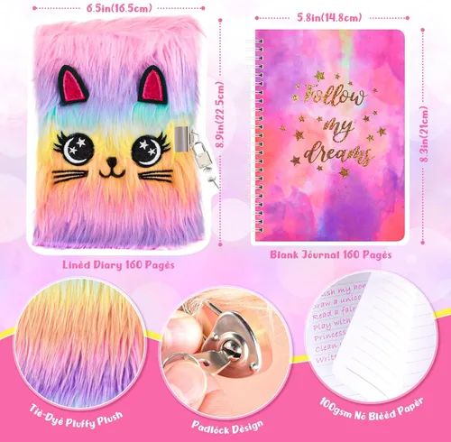 Miniatura 6 de Paquete de 2 Kits de Diario DIY para Niñas de 8-12, 13, 14 Años, Regalos de Cumpleaños para Niñas Adolescentes, 110 Piezas de Lindos Suministros