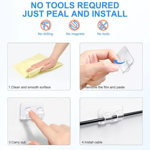 Miniatura 5 de Ganchos para clips de luces de cadena para exteriores: 25 piezas de clips de cable resistentes con tiras adhesivas impermeables para colgar luces