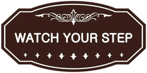 Miniatura 55 de Signs ByLITA Victorian Watch Your Step - Letrero de pared o puerta Material duradero y fácil instalación Señalización de seguridad (negro)