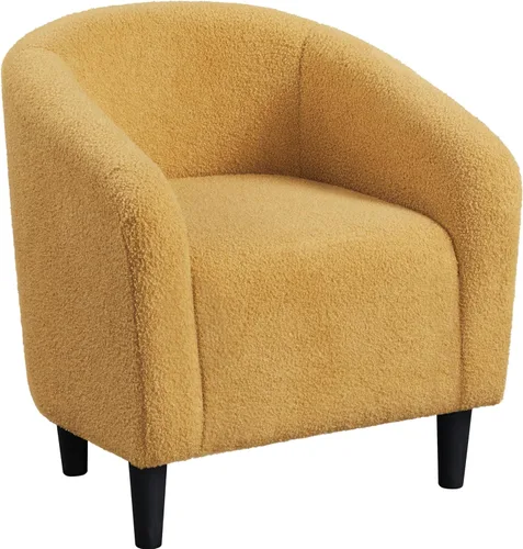 Miniatura 26 de Yaheetech Silla de Sala de Estar, Silla de Acento de Terciopelo, Silla Barril Tapizada, Silla de Asiento con Reposabrazos y Respaldo Bajo para Sala