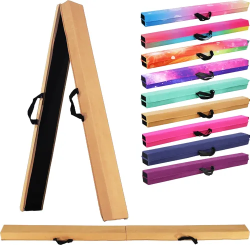 Miniatura 14 de Viga de equilibrio plegable de 6 pies/9 pies para niños de 3 a 15 años - Viga de suelo de gimnasia plegable, antideslizante, bolsa de transporte