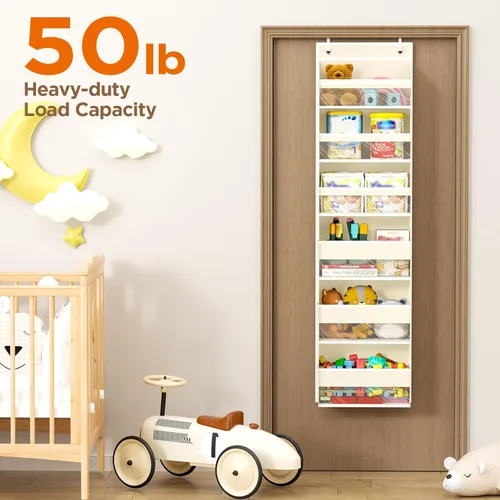 Miniatura 5 de Mefirt Organizador para colgar sobre la puerta, 6 estantes para colgar en la puerta con 6 bolsillos de gran capacidad, estantes colgantes