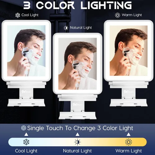 Miniatura 3 de Espejo de tocador con luces Espejo de ducha sin niebla Espejo de afeitar ligero de 3 luces con una escobilla de goma Espejo de pared LED a
