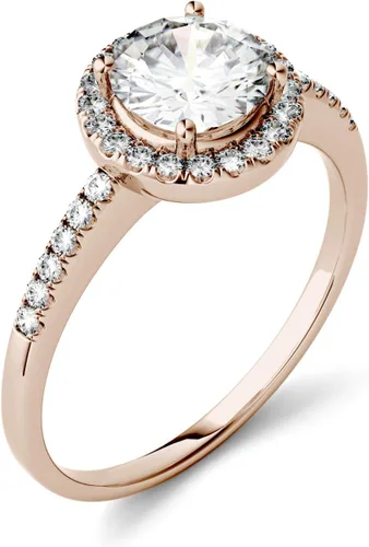 Miniatura 4 de Charles & Colvard Created Moissanite 6.5mm Round Cut Engagement Ring for Women 1.3 cttw DEW Lab Grown Solid 14K Rose Gold