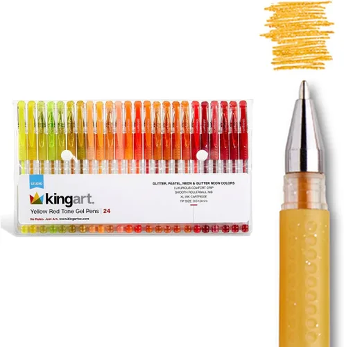 Miniatura 12 de KINGART Studio - Juego de 24 bolígrafos de gel de tono verde – Agarre suave y cómodo – Punta redonda suave para detalles precisos – 24 tonos verdes