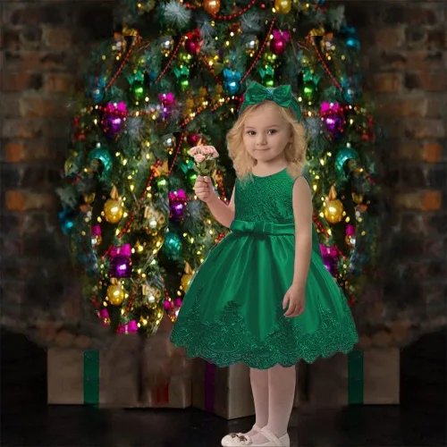 Miniatura 23 de Vestidos de encaje para concursos de niñas bebés de 0-2 años, vestido bordado para fiestas con diadema