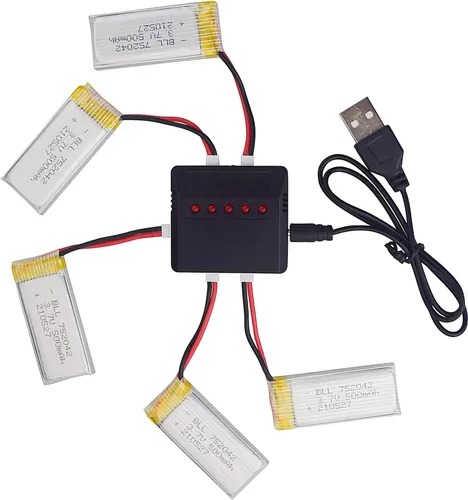 Miniatura 3 de Accesorio 5PCS 3.7V 500mAh 25C Batería con 5-en-1 Cargador para JJRC H31 H37 H6D Hubsan X4 H107C H107D H107L H107P H108 UDI UDI U816A SYMA X5C X5SW