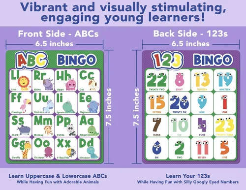 Miniatura 4 de Party Hearty Juego de mesa de bingo del alfabeto y número, ABC y 123 para niños de jardín de infantes y preescolares que aprenden a leer, 2 Edición