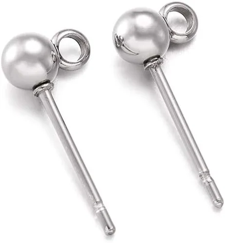 Craftdady 40 aretes redondos de acero inoxidable de 0.669 x 0.354 in con lazo de 0.039 in para hacer joyas de aretes