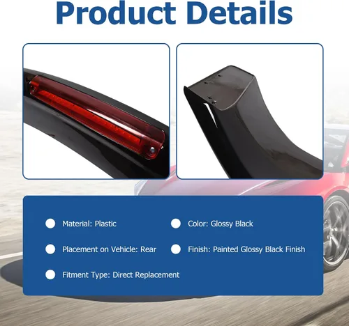 Miniatura 7 de WFLNHB Alerón de maletero negro brillante con repuesto de lámpara de luz de freno para Civic 4-Door Sedan 2013-2015