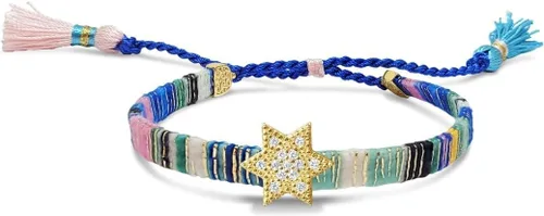 Miniatura 20 de Alef Bet by Paula Macrame Friendship Bracelet in Shades of Blue with Gold-plated Jewish Star of David Charm