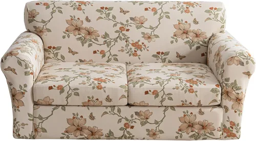 Miniatura 66 de KRFOONN - Fundas elásticas de 4 piezas para sillón y sofá, funda con estampado y 3 fundas independientes para cojines de asiento, lavables, Color01