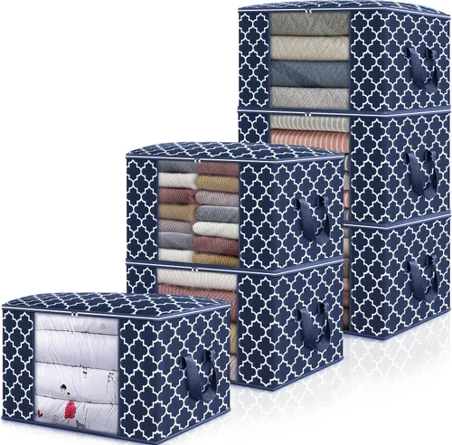 Miniatura 16 de WISELIFE Bolsas de almacenamiento, organización de ropa de manta grande y contenedores de almacenamiento para ropa de cama, edredones, organizador