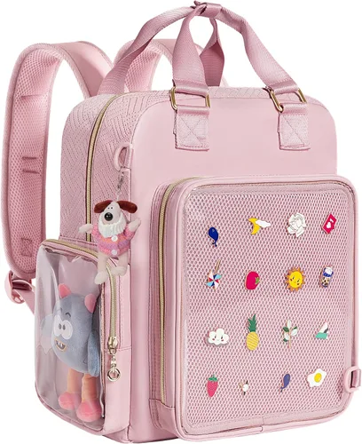Prokva Ita Mochila Bolsa de exhibición con insertos para alfileres, bonita bolsa Ita para anime Cosplay y concierto (diseño patente), Rosado