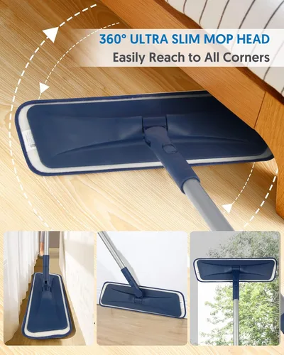Miniatura 4 de Trapeadores de Microfibra para Limpieza de Pisos - BPAWA Trapeador Plano para Piso Uso Húmedo y Seco para Pisos de Madera Dura Laminado Madera