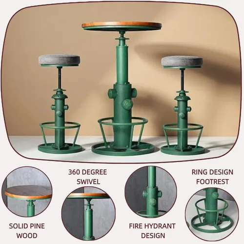 Miniatura 3 de Mesa de bar estilo bistró, estilo vintage, redonda, mesa de centro industrial, mesa de desayuno para 2-3 personas, 38.6-44.4 pulgadas de altura