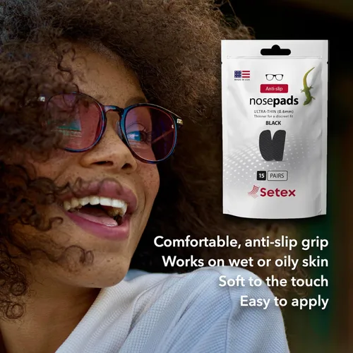 Miniatura 6 de Setex Gecko Grip Almohadillas de nariz ultrafinas antideslizantes de 0,6 mm, (15 pares negros) Fabricadas en EE. UU., 2500 fibras microestructuradas