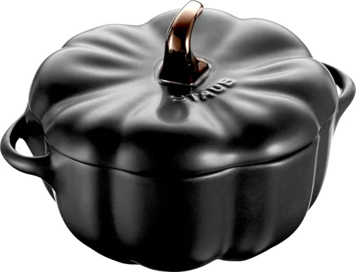 Miniatura 15 de STAUB Calabaza Pequeña de Cerámica de 0.75 cuartos, Segura para Horno y Estufa hasta 572°F, Plato de Calabaza, Horneado Color Naranja Caramelo