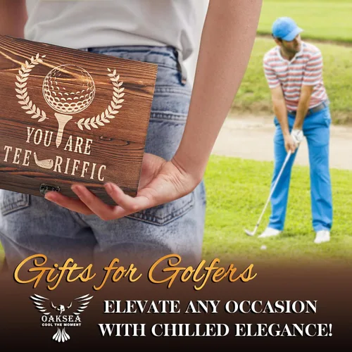 Miniatura 6 de Oaksea Regalos para hombres, papá, Navidad, juego de piedras de whisky de acero inoxidable en forma de pelota de golf, cubos de hielo reutilizables