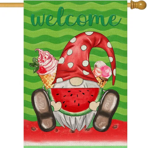 Miniatura 10 de Bandera de geranio para casa de primavera y verano, arpillera de doble cara, abejas florales rojas con cita para el hogar, bandera decorativa