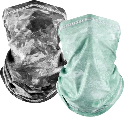 MCTi Máscara de cuello UV, UPF 50, pasamontañas, máscara facial transpirable refrescante para el sol y el verano, para pesca, correr, paquete de 2