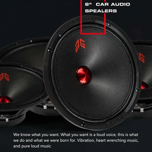 Miniatura 5 de MX80P1 Altavoz de Rango Medio de 8 Pulgadas 480 Vatios 4 Ohmios Tapa Antipolvo Naranja, Altavoces de Audio de Calidad Premium para Puerta