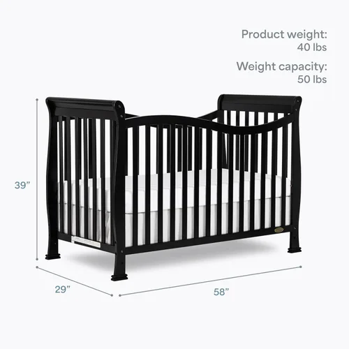 Miniatura 3 de Cuna convertible en cama Dream On Me Violet, 7 en 1, Cuna, paquete de de 1, Negro
