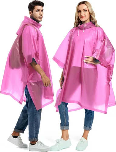 Miniatura 16 de Paquete de 2 ponchos de lluvia para adultos, reutilizables, impermeables, de supervivencia, emergencia, resistente, con capucha con cordón
