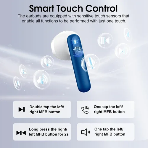 Miniatura 5 de Auriculares inalámbricos, auriculares Bluetooth 5.4 2025 con auriculares estéreo de alta fidelidad 40H con 4 micrófonos ENC con cancelación