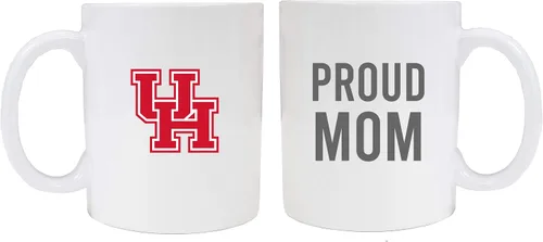 University of Houston Proud Mom - Taza de café de cerámica blanca (blanca). Producto universitario con licencia oficial