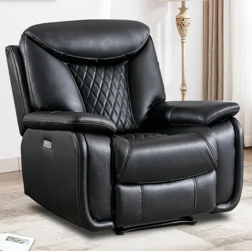 Miniatura 13 de HAOMARKETS Silla reclinable eléctrica, sofás reclinables de piel sintética suave con respaldo acolchado, sofá reclinable individual superrelleno