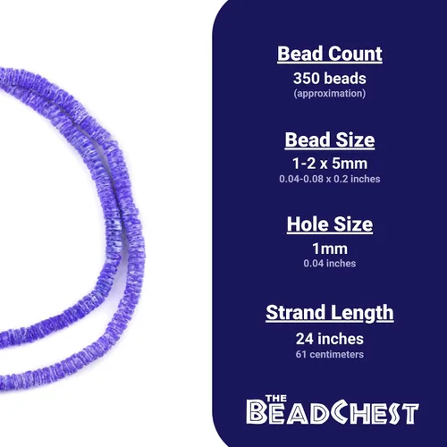 Miniatura 4 de The Bead Chest Cuentas Heishi de concha en rodajas púrpura uva (0.197 in)