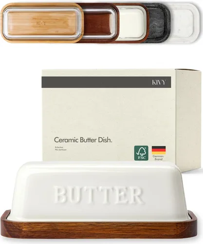 Miniatura 13 de Mantequera de vidrio KIVY con tapa hermética que mantiene la mantequilla suave - Para encimera y estante de la puerta del refrigerador - Bandeja