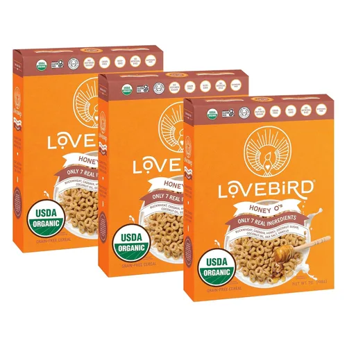 Miniatura 10 de Lovebird Variedad de cereales sin gluten, paquete de 3 cereales orgánicos sin cereales, sin lácteos, sin azúcar, sin refinado, bocadillos saludables