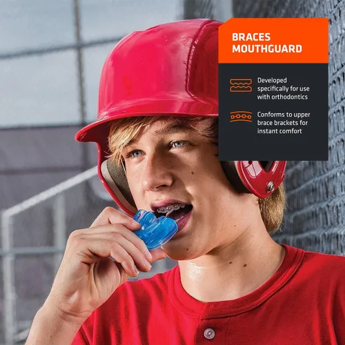 Miniatura 2 de Shock Doctor Protector bucal para aparatos ortopédicos, protector bucal deportivo para fútbol, lacrosse, hockey, baloncesto, sin tirantes