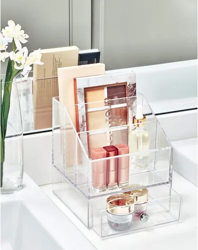 Miniatura 2 de iDesign Clarity - Organizador de paleta de cosméticos con cajón para tocador o gabinete para guardar maquillaje, productos de belleza, accesorios