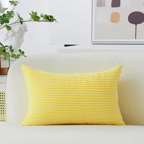Miniatura 74 de Home Brilliant Funda de cojín decorativo amarillo mostaza 18x18 de pana acanalada suave a rayas decoración de otoño para sofá cama decoración