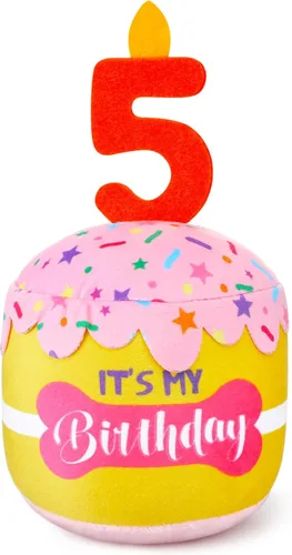 Miniatura 19 de Dansydaisy Accesorios de juguete de pastel de cumpleaños para perros, regalos para niñas y niños, juguete de peluche chirriante para decoración