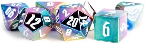 Miniatura 2 de FanRoll - Rainbow Aegis Uninked: 0.630 in de acrílico chapado en aluminio, juego de 7 piezas de dados de metal poliédrico para Calabozos y Dragones